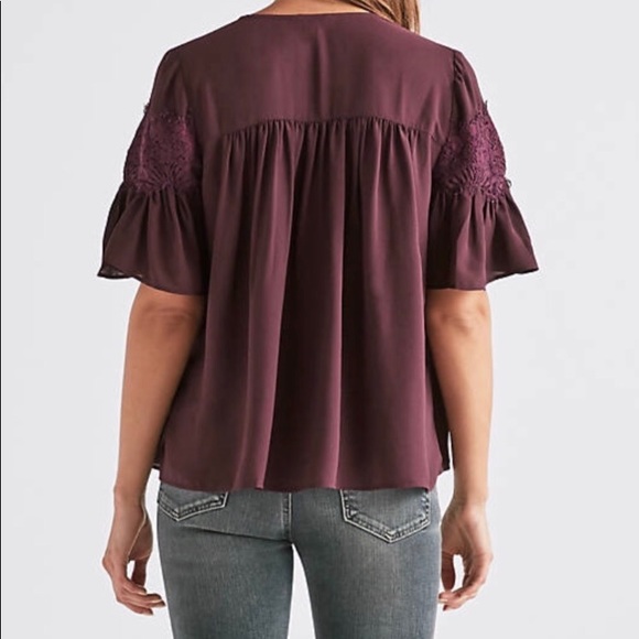 LAST ONE! LUCKY BRAND Plum Boho Lace Blouse! 😍💋 - Picture 4 of 7